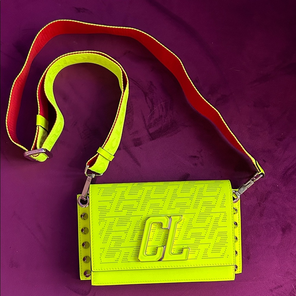 Christian Louboutin Neon Yellow Designer Crossbody Bag